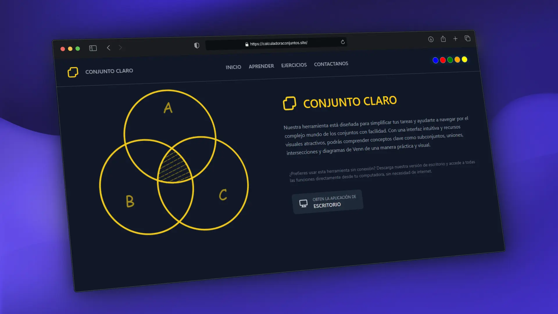 Captura de pantalla del proyecto /img/CalculadoraDeConjuntos.webp
